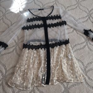 Lace button up ruffle